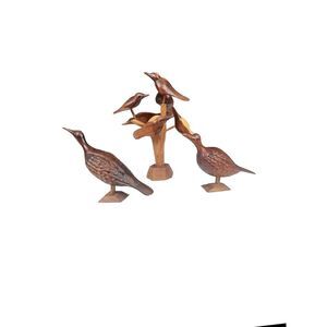 Jamaica Birds‎ Hand Carved Wood Figurine Birds On Tree Vintage Novelty Souvenir